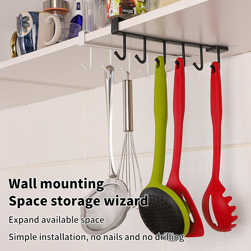 Kitchen Uncle - 6 Hooks Storage Shelf Plastic Hanging